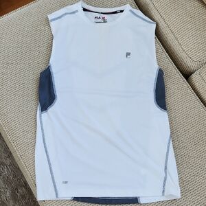 Fila Sport White and Gray Sleeveless Athletic Top, Size Small